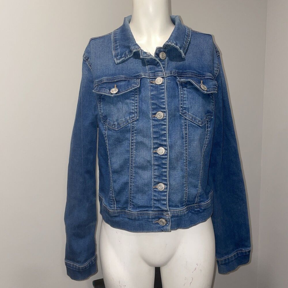 Wax Jeans Womens Blue Denim Cropped Jacket Stretch Size 1XL